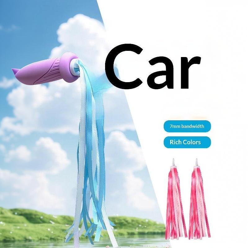 2pcs Bicycle Handlebar Streamers Fluffy Colorful Tassels for Kids Scooter Tricycle Outdoor Cycling Decoration