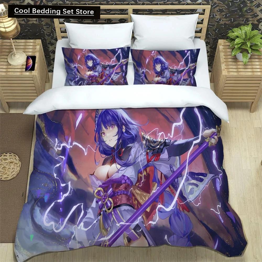 

Комплект постельного белья 3D Anime Genshin Impact, пододеяльник, одеяло, комплект постельного белья, наволочка, размер King Queen Twin для мальчиков и девочек взрослых EU single(135x200cm)