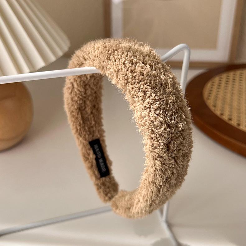 Autumn/Winter Fashion Brown Color Headbands Sponge Wide Crystal Hair Bands for Woman Temperament Hair Hoop Hair Accessories