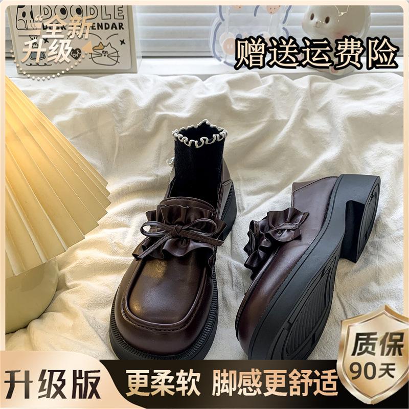 

Туфли-лодочки из маленькой кожи с бантом, женские, весенние, новые, одинарные туфли Мэри Джейн 40