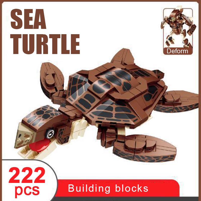 Non-Toxic Ocean Animals Building Block Diy Creative Assembly Crab Small Particle Toy Shark Lobster Robot Deformation For Kids Adults Gift