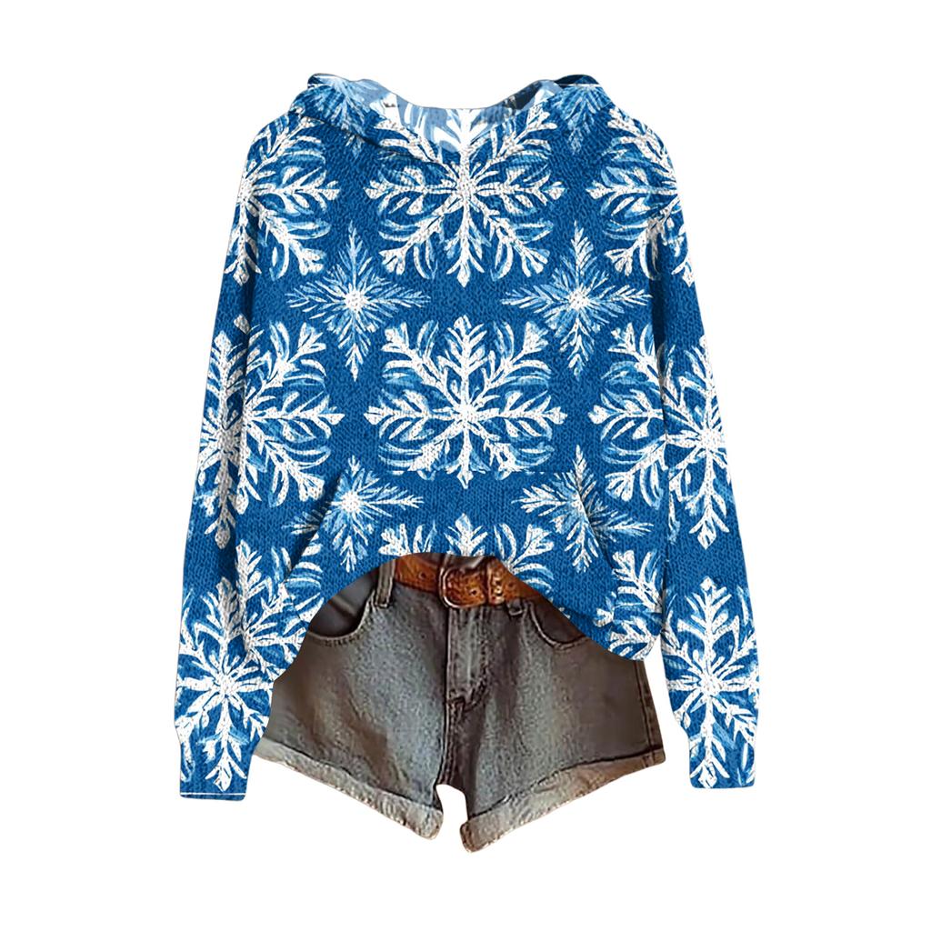 Ladies' Fashionable Printing Casual Hooded Long Sleeved Sweatshirt
