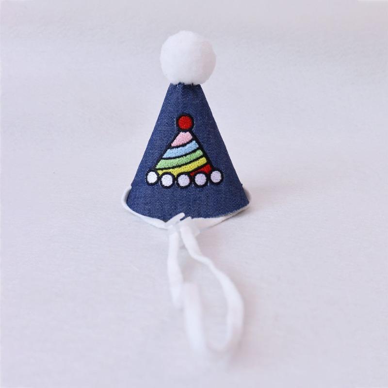 

Pet Cats and Dogs Cute Birthday Embroidered Denim Bibs, Neckties, Bibs and Pet Scarves Cowboy hat (white)