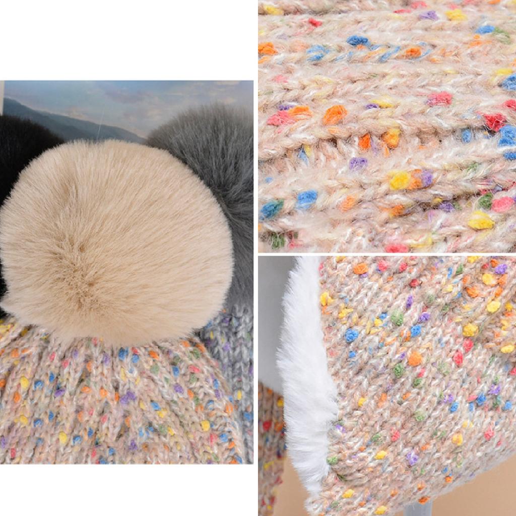 Bonnet d'hiver pour femme en tricot avec cache-oreilles, bonnet avec oreilles, chapeau d'extérieur chaud en fourrure