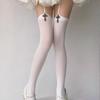 Lolita Gothic Cross Garter Stockings Velvet One-Piece Thigh High Socks Straps Elegant Black White Solid Color Over Knee Socks