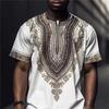T-shirt Estiva Girocollo Stampa Etnica 3D Top alla Moda Casual Maniche Corte da Uomo