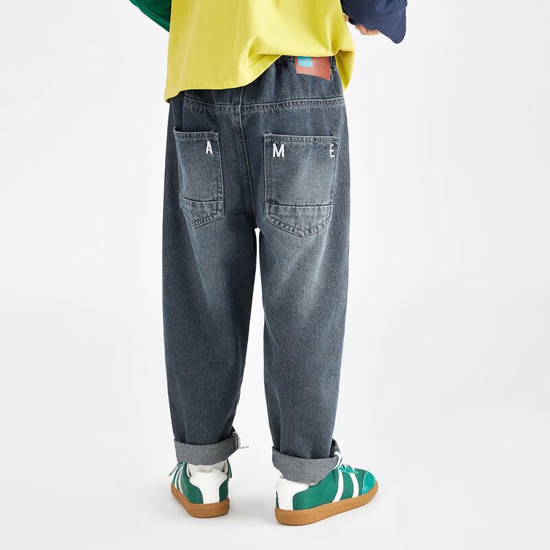 Duoduojia Boys Retro Washed Straight-Leg Denim Jeans 110
