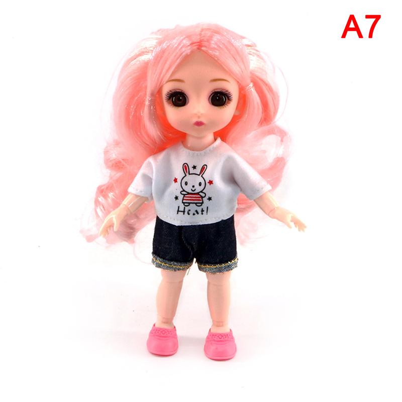 Bjd 16Cm Doll 13 Movable Joints Casual Fashion Princess Clothes Suit Accessories Nude Decoration Multicolor Hair Girl Gift Toy