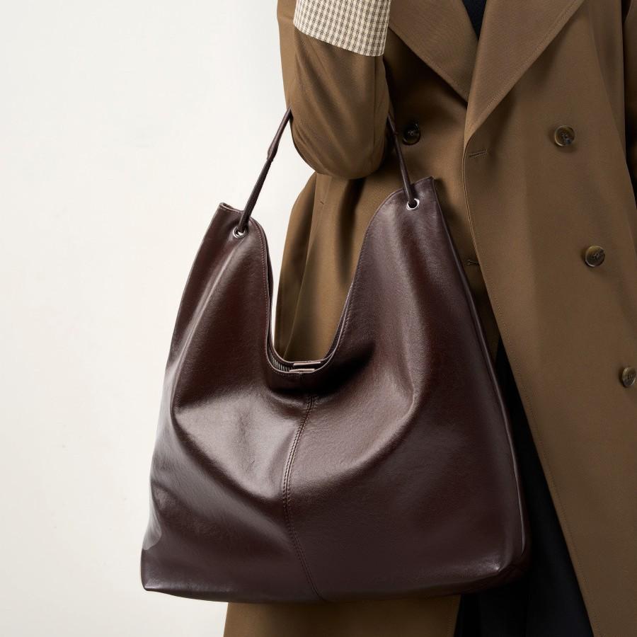 Large-capacity Textured Armpit Big Bag, New Cowhide Tote Bag, Shoulder Commuter Women's Bag