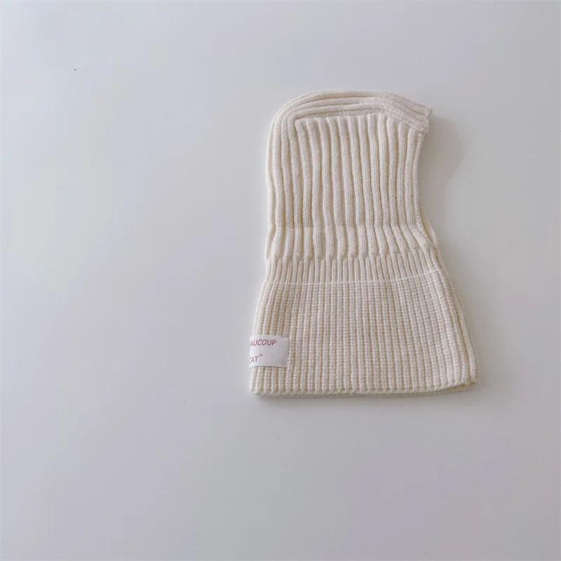 Gestrickte Baby Mütze Kapuzenschal Warm Einfarbig Einteiliger Schal Winter Kinder Kleinkind Jungen Mädchen Mützen