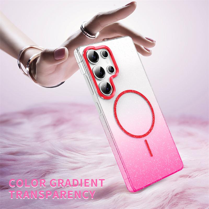 Glitzer Farbverlauf Transparent Für Magsafe Hülle Für Samsung S25 Edge S24 S23 FE S22 Ultra Plus A56 A36 A26 A16 A55 A33 A06 A54 A25 Abdeckung