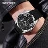 Sanda Men's Waterproof Business Watch - Steel Band, Luminous, with Small Seconds and Simple Calendar.