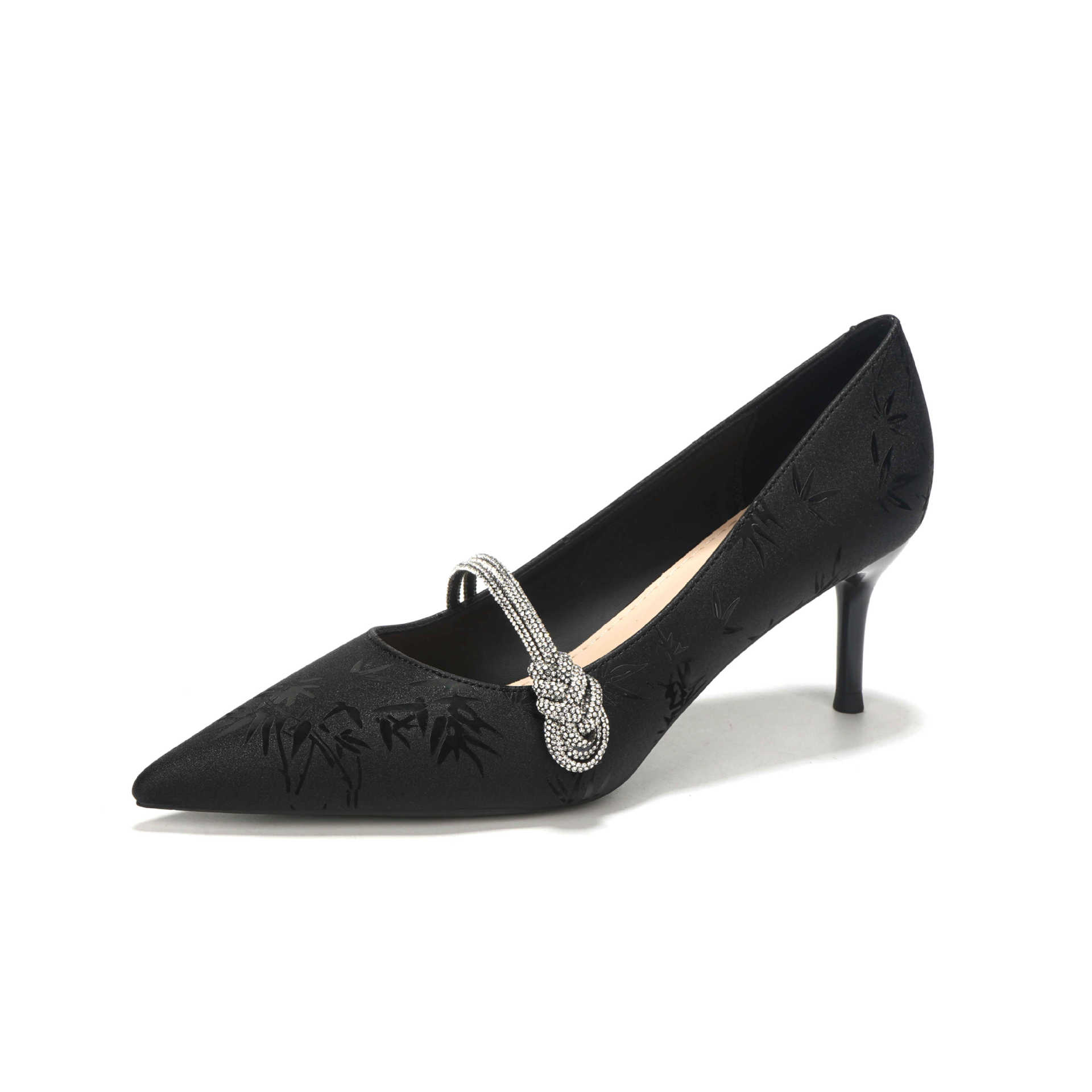 

Туфли на шпильке со стразами и цветами, с острыми краями, элегантные, с принтом, простые, повседневные, универсальные 40