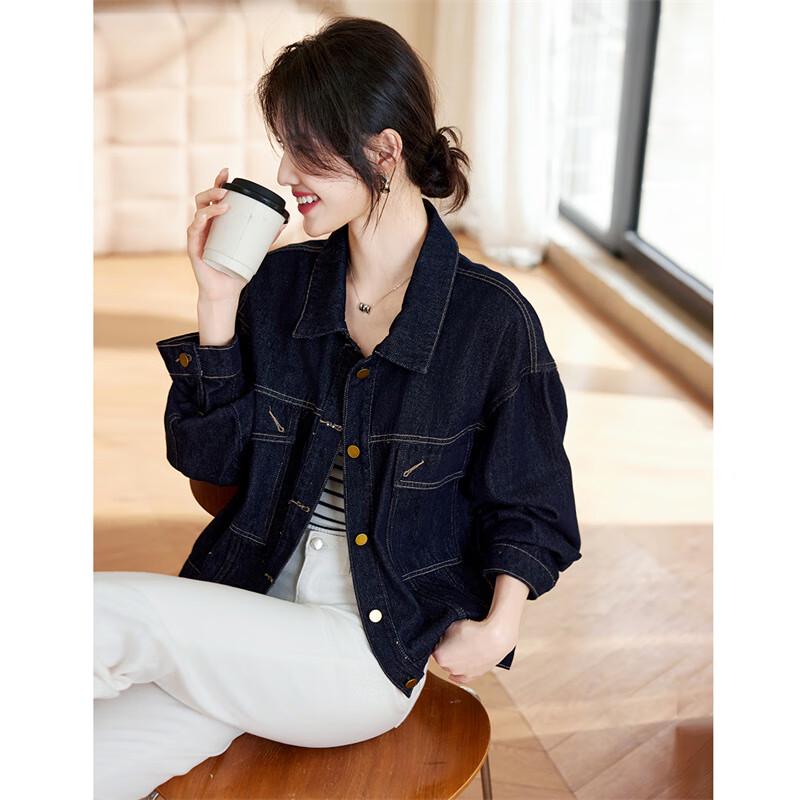 

Женская минималистичная винтажная джинсовая куртка на одной пуговице M
