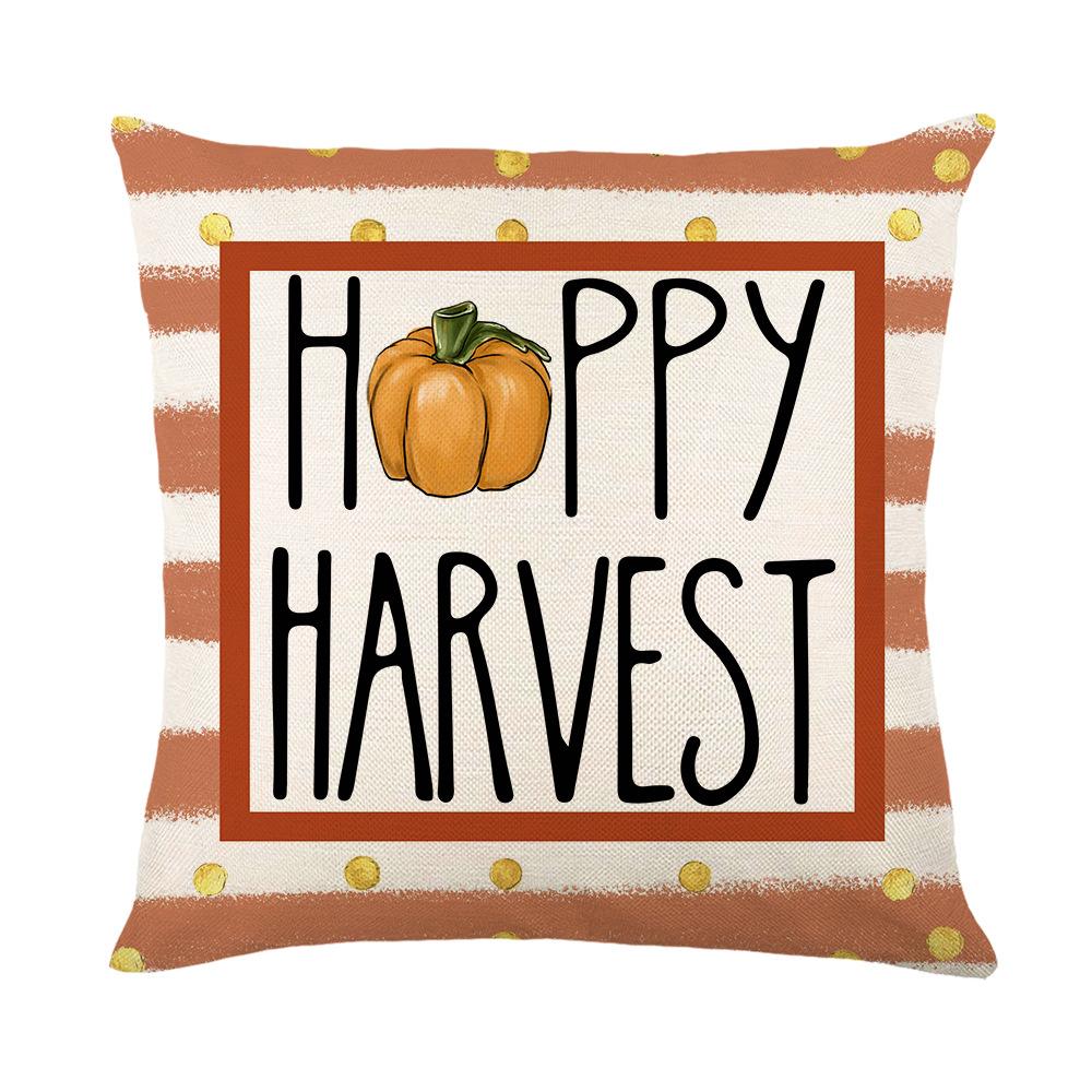 Pumpkin Maple Leaf Pillow Cover Autumn Harvest Series Linen Printed Sofa Cushion Cover Bedroom Headboard Pillow Cover