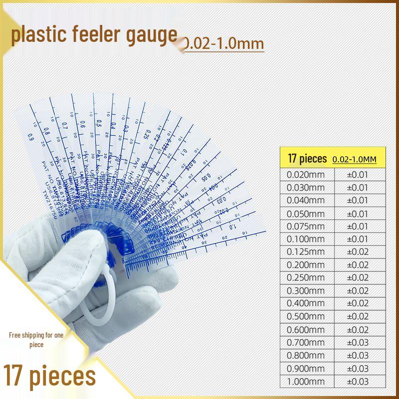 Plastic Feeler Gauge Set: 0.02-1.0mm & 0.05-1.5mm Thickness and Gap Shims.