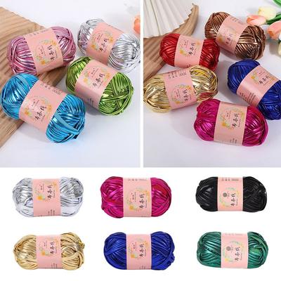 For T-Shirt Sewing Shiny Magic Color Yarn Ball Imitation Leather Crochet Yarn DIY Hand Knitting