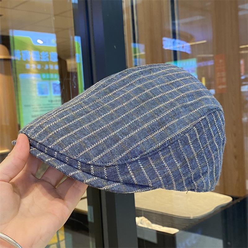 Retro Karomuster Schirmmütze Herbst und Winter vielseitig Gesicht Schirmmütze literarische Straße Anti-Trage Maler Baskenmütze