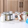 Transparenter Vorratsbehälter Glas Versiegelte Gewürzdosen Dosierflaschen Aufbewahrungswerkzeug Quadratische Gewürzdose mit Akazienholzdeckeln