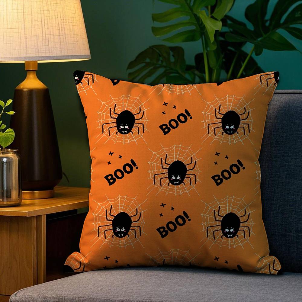 Happy Halloween Scary Spider Web Pillow Case Sofa Living Room Bedroom Double-sided Printing Cushion Nap Time Cushion Cover
