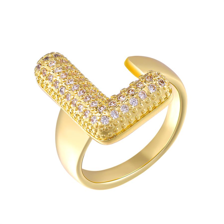 Zirkon Kupfer Mikro-Eingefasst 26-Buchstaben Offener Ring - Europäischer & Amerikanischer Weihnachtsschmuck