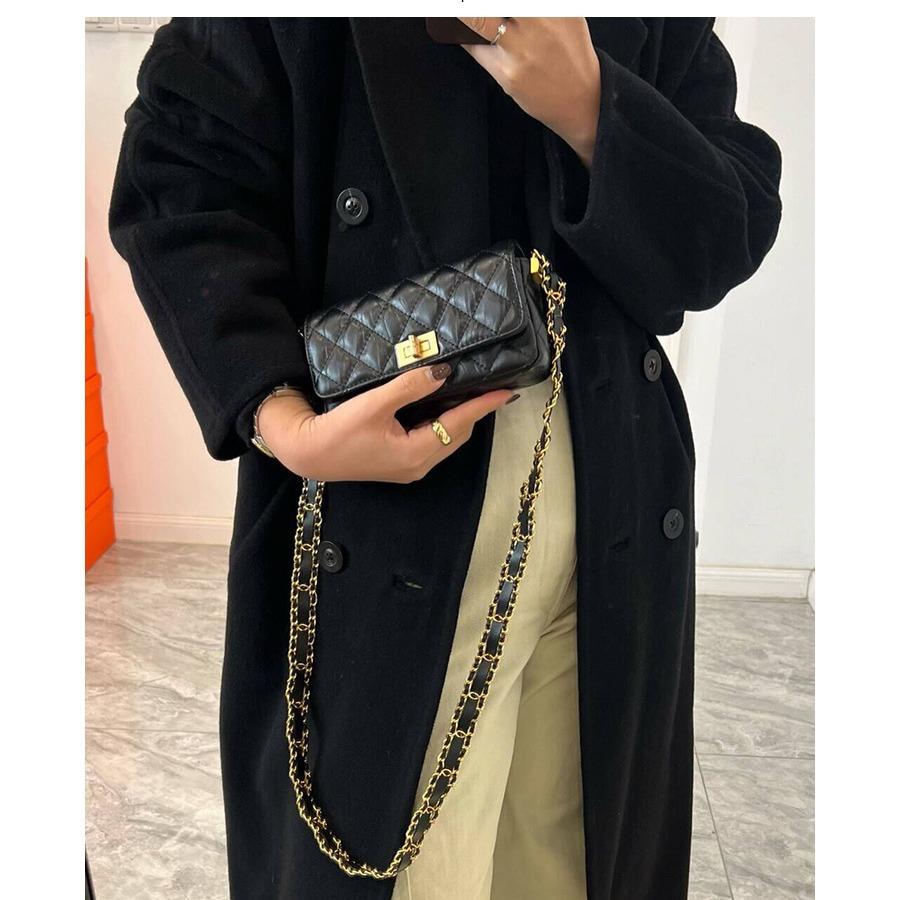 Small Xiangfeng Women's High-end Thick Diamond Chain Foreskin Single Shoulder Crossbody Small Square Bag