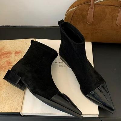 Stivaletti alla caviglia a punta da donna tacchi medi scarpe in camoscio tendenza inverno 2025 nuove sexy eleganti scarpe da ufficio décolleté alla moda botas mujer