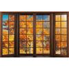 Autumn Forest Window Photography Backdrop Fall Maple Leaves Pumpkin Harvest Thanksgiving Kids Portrait Photo Background Decor