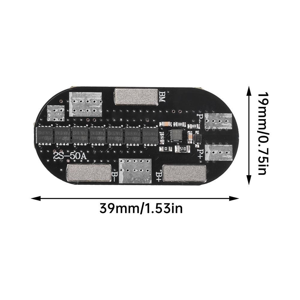 2S Lithium Battery Protection Board High-Current 50A Balancing Function Compatible with High-Drain Fan Cells Stable Operation