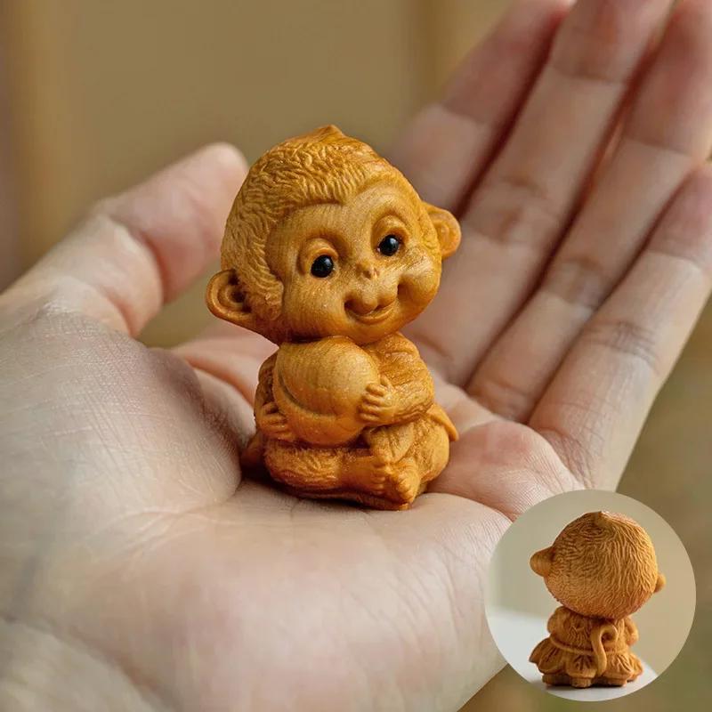 Mini Cute Wooden 12 Zodiac Snake Dragon Rat Rabbit Dog Chick Monkey Figures Animal Fun Desktop Ornament Home Decor Birthday gift