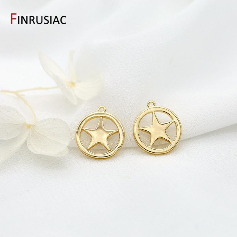 

Wholesale 14K Gold Plated Brass Metal Small Cute Charms Heart / Star / Square Tags Pendants Accessories For Jewelry Making 2 pieces