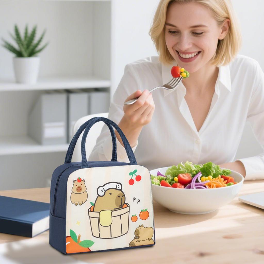 Capybara Lunch Bag Cute Capybara Thermal Lunch Bag Student Portable Insulated Picnic Bag Large Capacity Insulated Lunch Bag