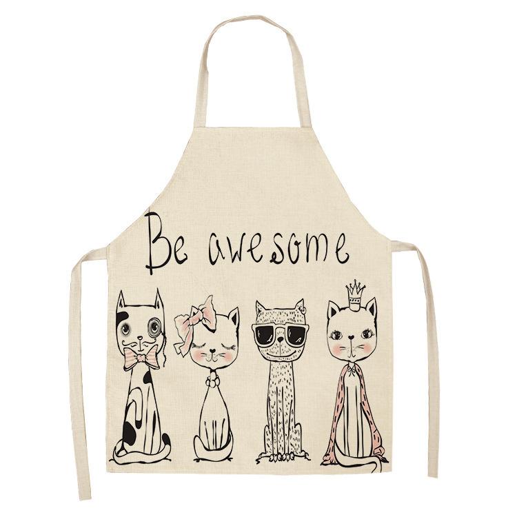 unframed 1 Pcs Cute Cat Pattern Kitchen Apron For Women Bibs Household Cleaning Pinafore Home Cooking Aprons Chef Apron For Man
