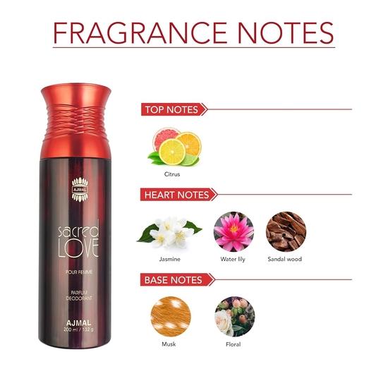 Ajmal Sacred Love Perfume Deodorant 200ml Body Spray Gift For Women