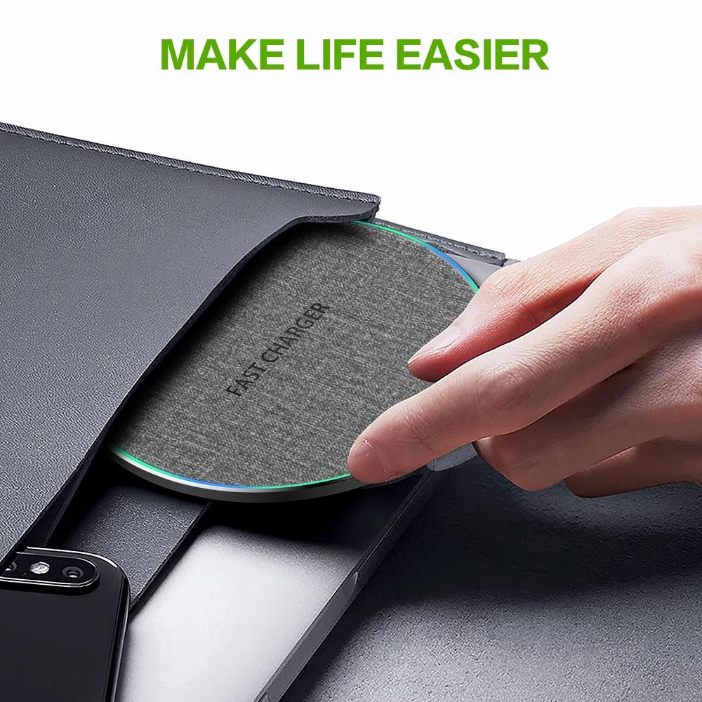 10W Fast Wireless Charger Qi Wireless Charging Pad for iPhone Samsung Huawei Xiaomi Doogee Ulefone Mobile Phones