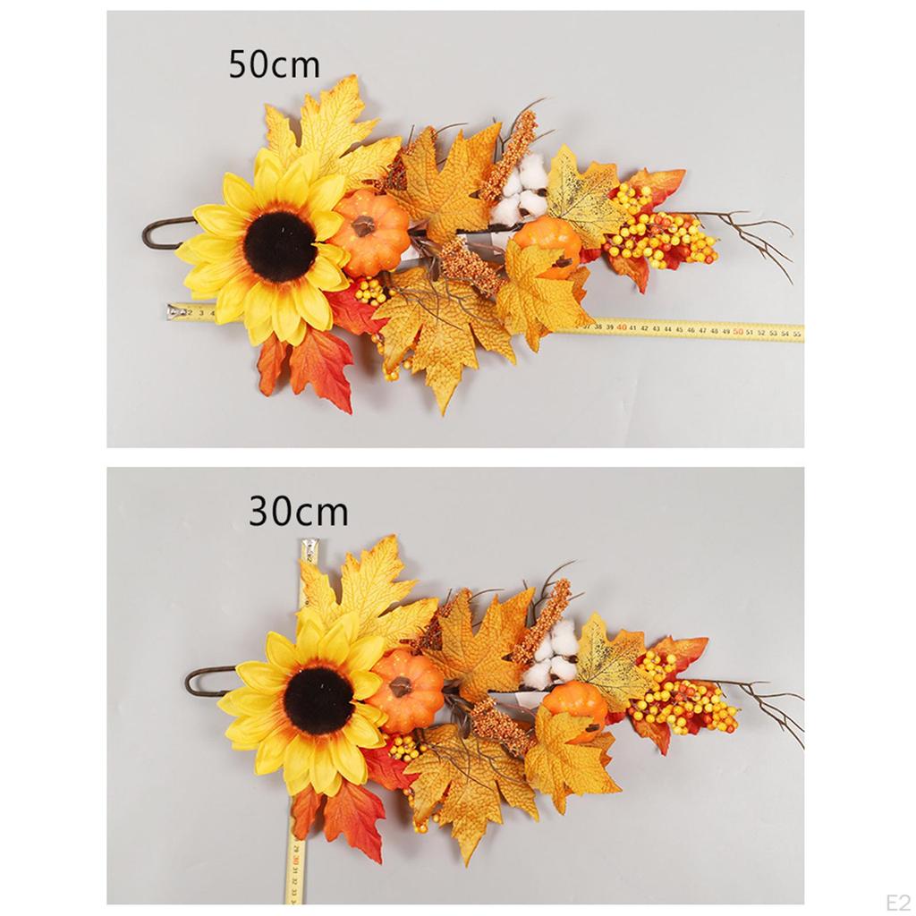 Fall Floral Teardrop Swag Wreath Artificial Hanging Decoration Maple Leaf for