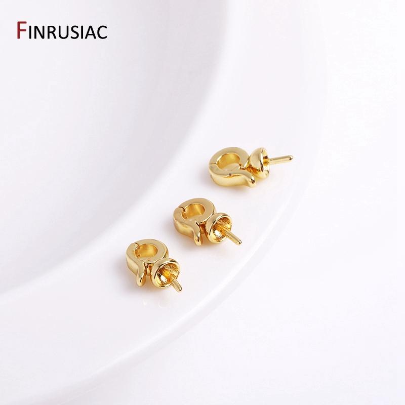 14K Gold Plated Brass Pearls Clasps Decorative Connector Fastener Pearl Pendant Bail Handmade DIY Jewelry Making Accessories