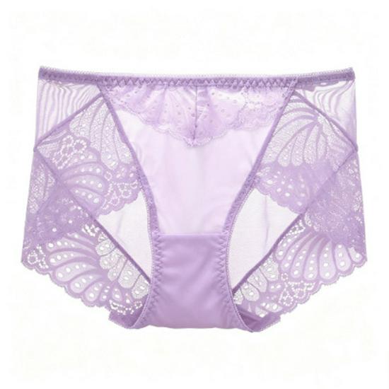 Ultra-Thin Lace Mid-Waist Panties: Breathable, Seamless, Cotton Crotch, Hip-Lifting, Large Size