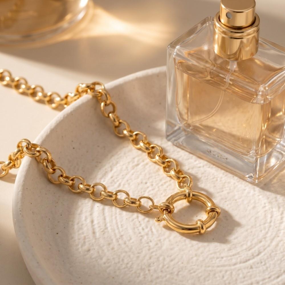 Decoration Minimalist Choker Necklace Simple Collarbone Chain Circular Pendant Necklace Daily Wear