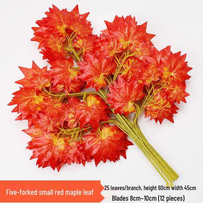 Artificial Red Maple Leaves for Indoor/Outdoor Decor and Landscaping