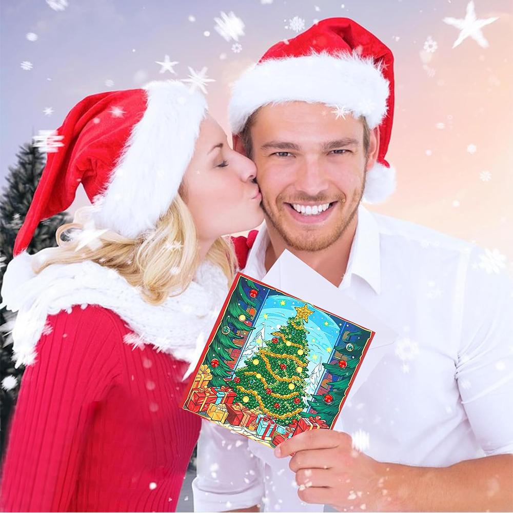 12 Weihnachtsgrußkarten mit 5D-Diamantmalerei und Umschlag, 30 x 15 cm