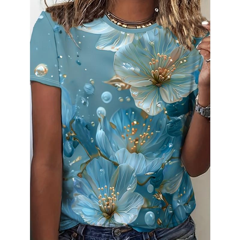 

Printed round neck T-shirt for spring and summer casual short sleeves XL