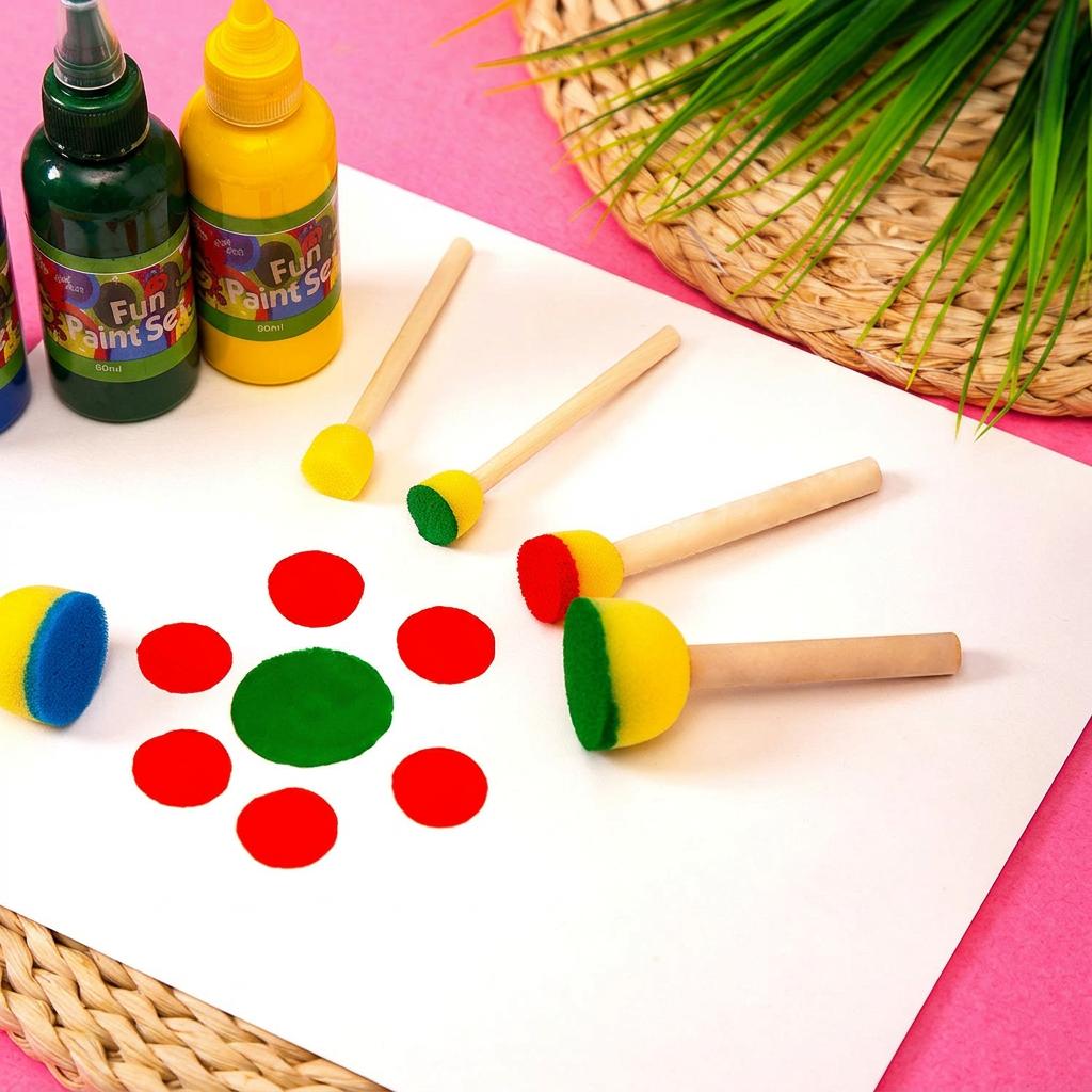 4/5pcs Mushroom Sponge Paint Daubers Wooden Handle Sponge Brushes for Kids Toddler Art Craft Stamping Graffiti DIY Painting