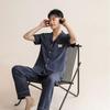 Men's Cloud Cotton Short-Sleeved Cardigan Pajama Set - Wear Outside, Spring/Autumn, Plus Size Homewear.