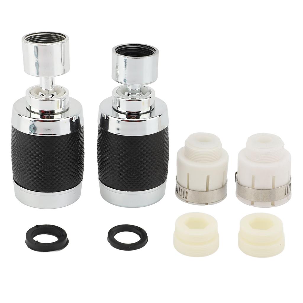 2pcs Faucet Aerator 3 Modes 360 Degree Rotating Splash Filter Faucet Extender for Kitchen Black