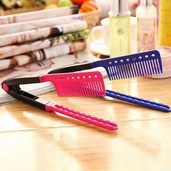 Fashion Beauty V Type Hair Straightener Comb DIY Salon Hairdressing Styling Tool