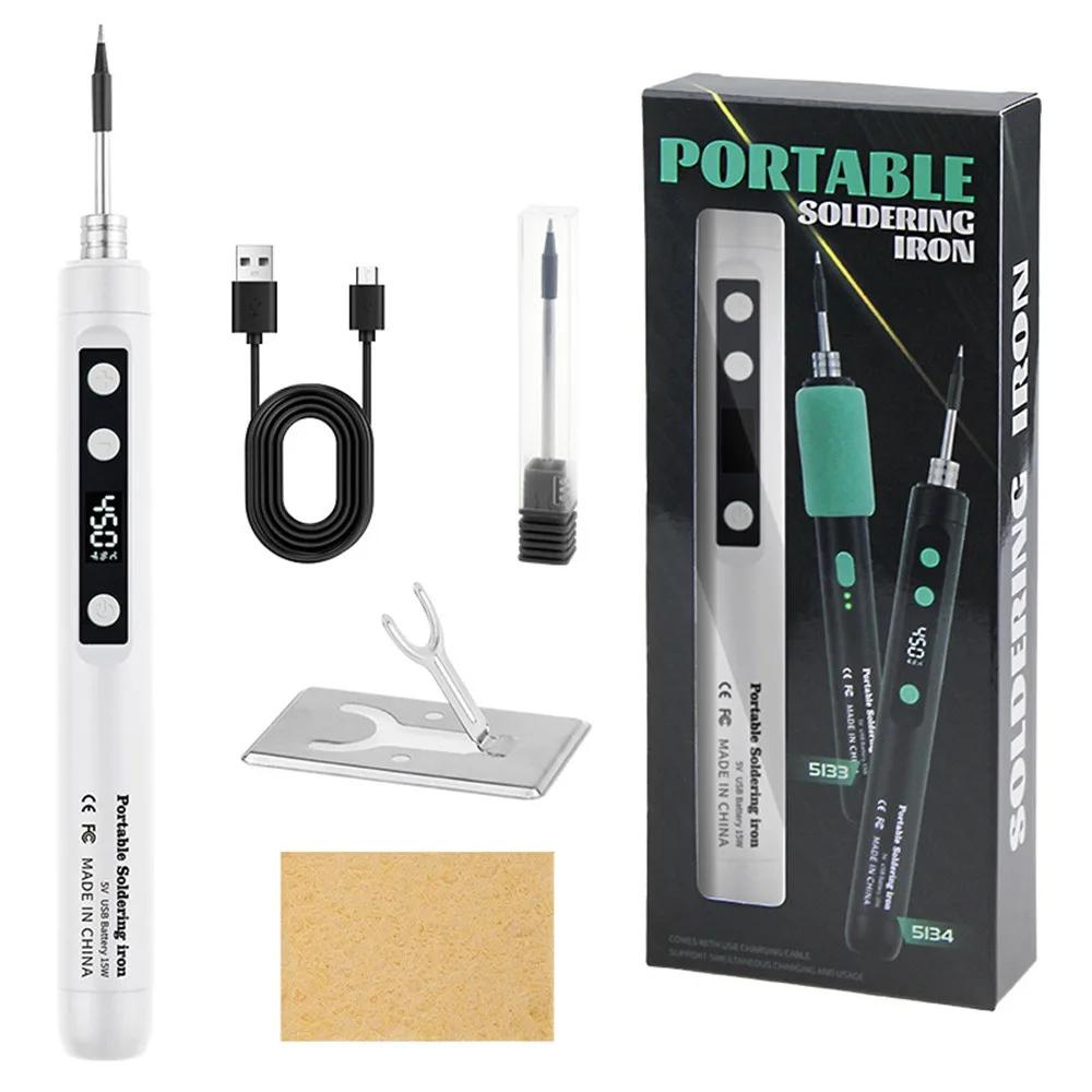 New 5V/15W Digital Display Soldering Iron Welding Repair Tool Cordless USB Soldering Iron Adjustable Temperature Speed Heating
