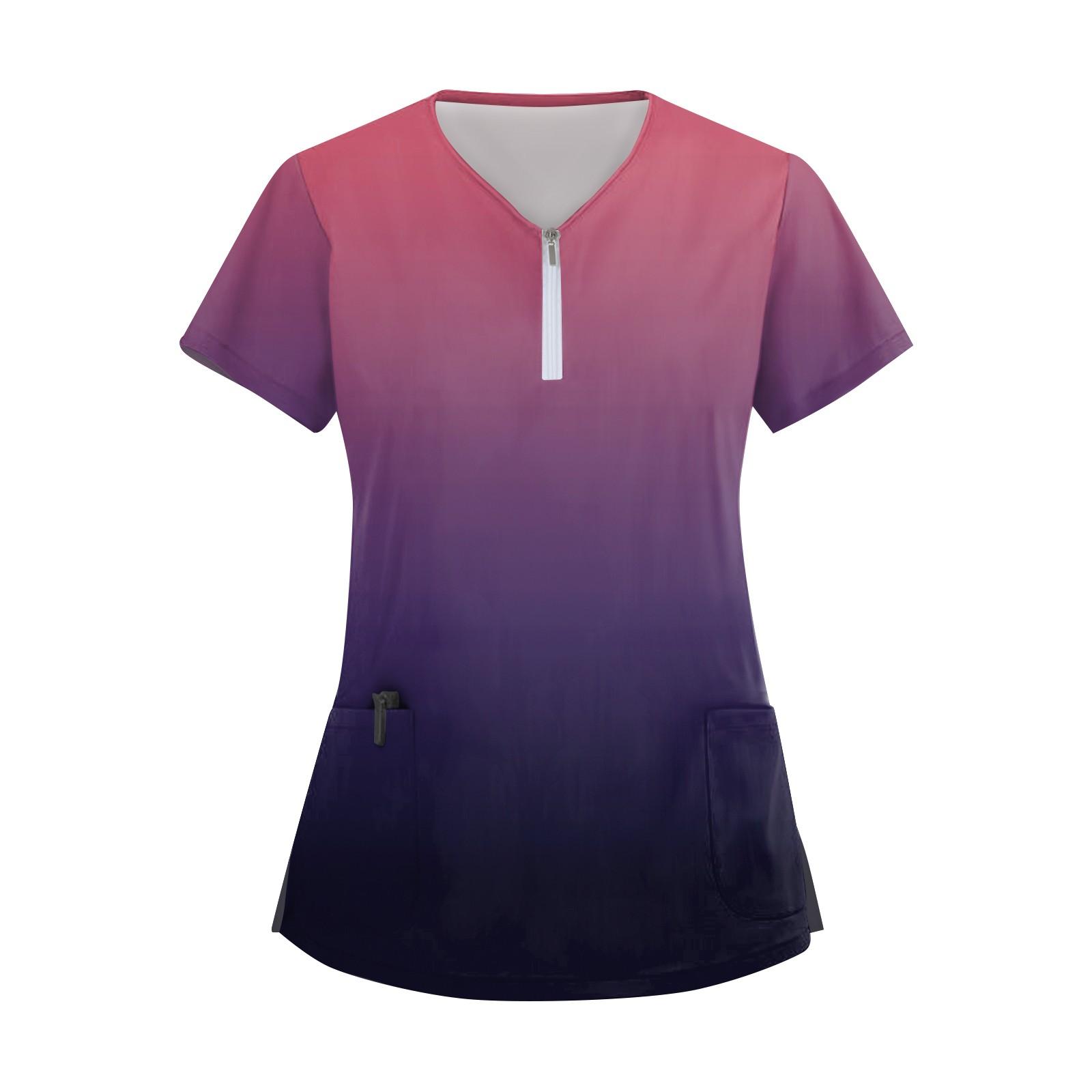 

Женский модный повседневный топ с воротником-молнией и градиентными принтами XXL