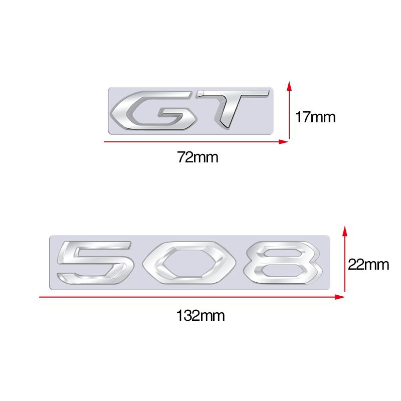 UNYG8 For Peugeot 508 GT Car 3D Metal Letters Logo Badge Decals Sticker Car Auto Rear Trunk Alphabet Emblem Styling Stickers