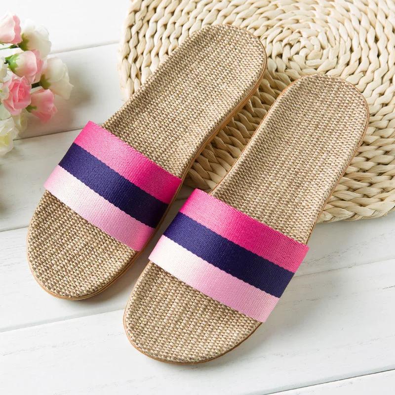 Summer Linen Women'S Slippers Flat Sandals Home Color EVA Lightweight Shoes For Women Casual Slippers 2025